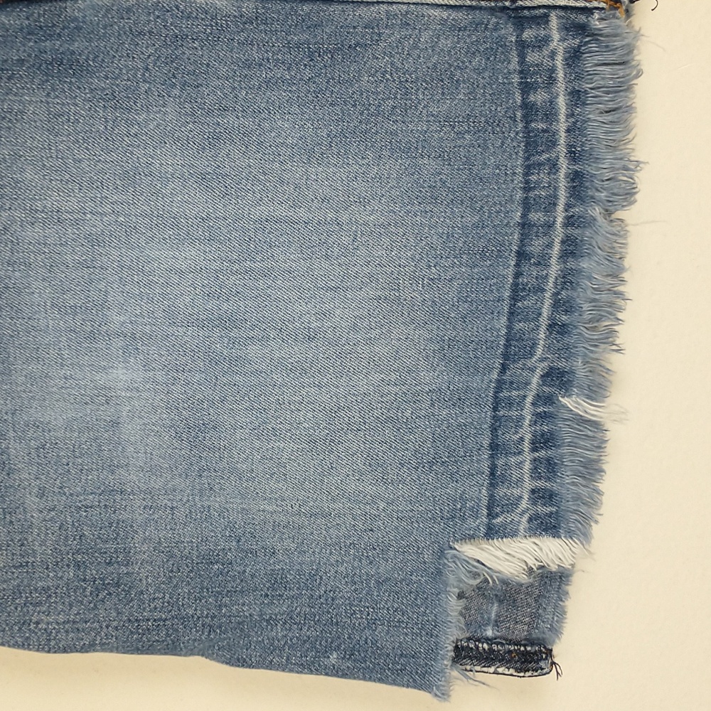 Vintage Abercrombie & Fitch Mini Skirt 2 Denim Blue Jean Cut Off Distressed Y2K - Picture 4 of 12